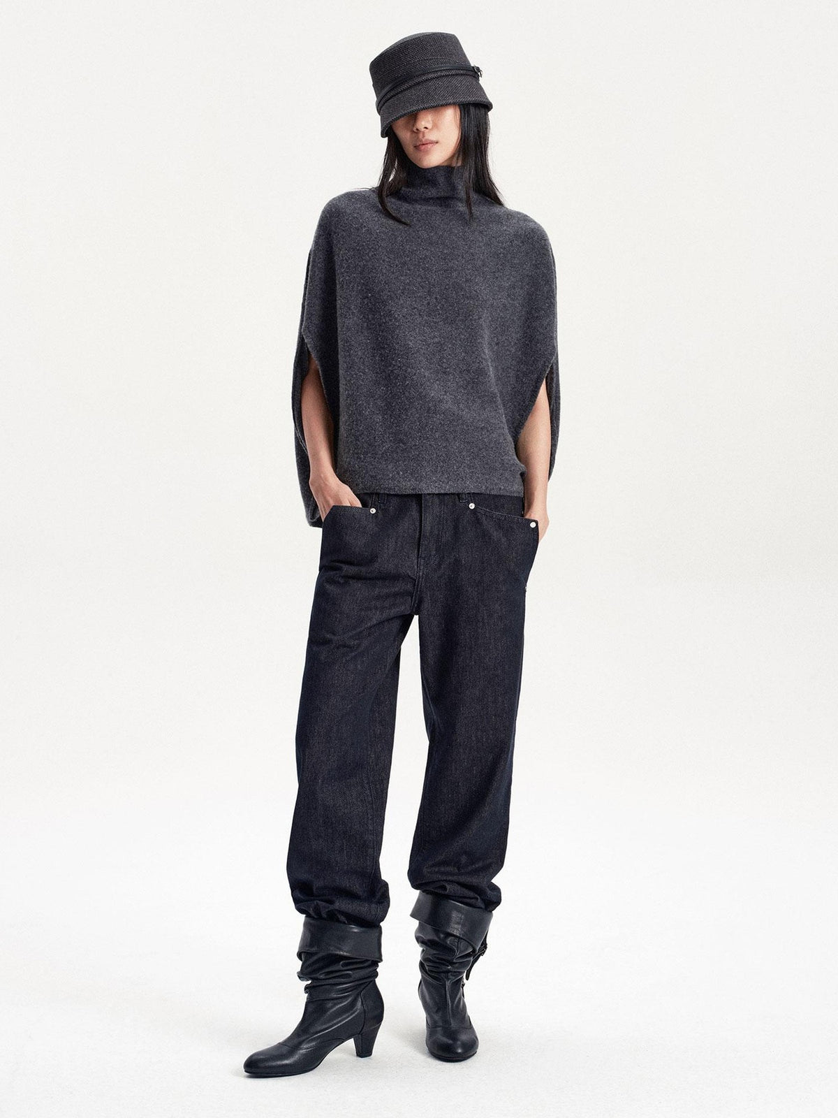 LYUOCHENG Cocoon Rolled Edge Wool Women&