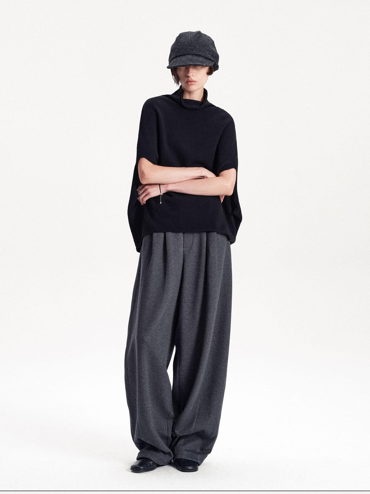 LYUOCHENG Cocoon Rolled Edge Wool Women&