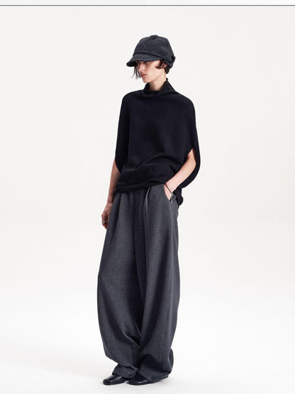 LYUOCHENG Cocoon Rolled Edge Wool Women&