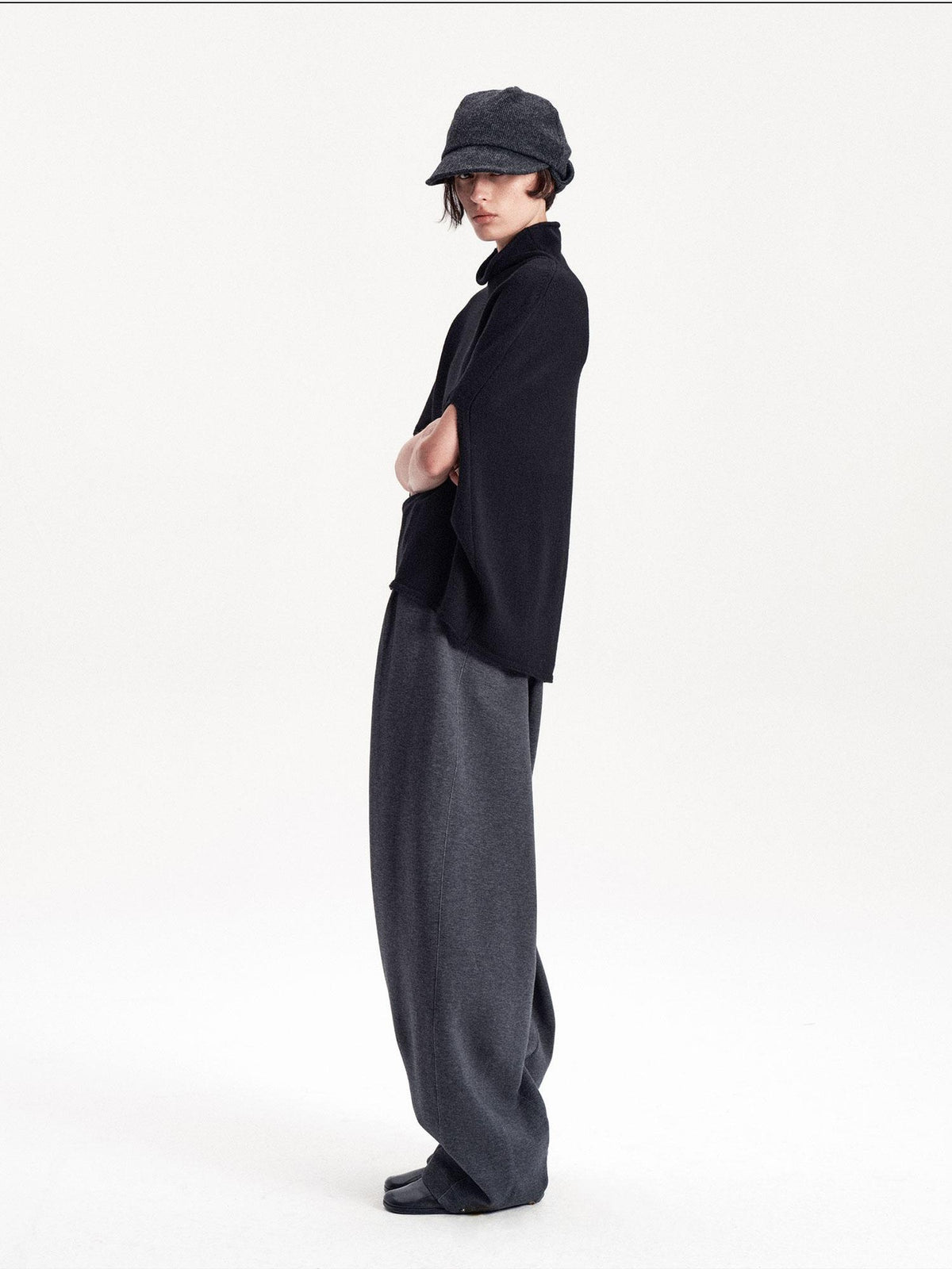 LYUOCHENG Cocoon Rolled Edge Wool Women&
