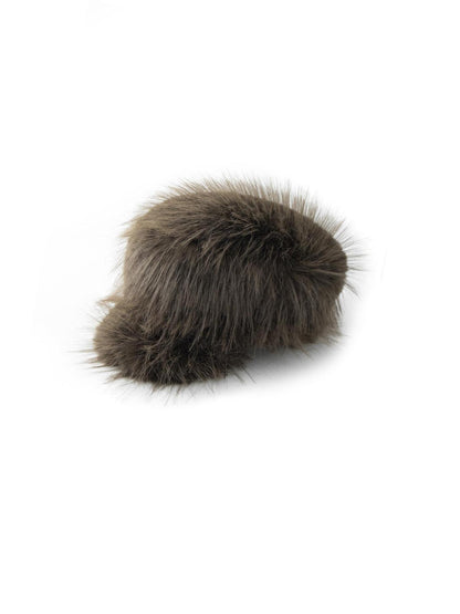 LYUOCHENG Coffee Brown Vintage Faux Fur Flat Top Short Brim Women&