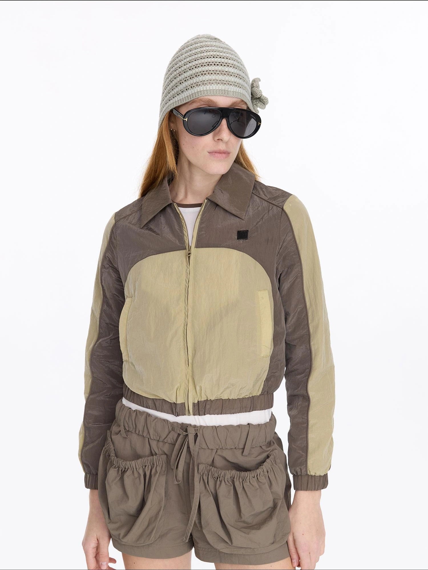 LYUOCHENG Color Block Nylon Zip Jacket