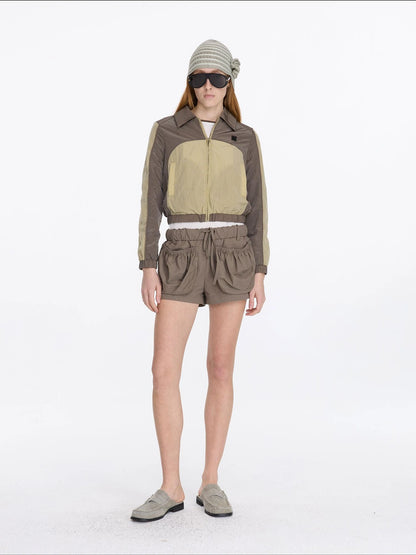 LYUOCHENG Color Block Nylon Zip Jacket