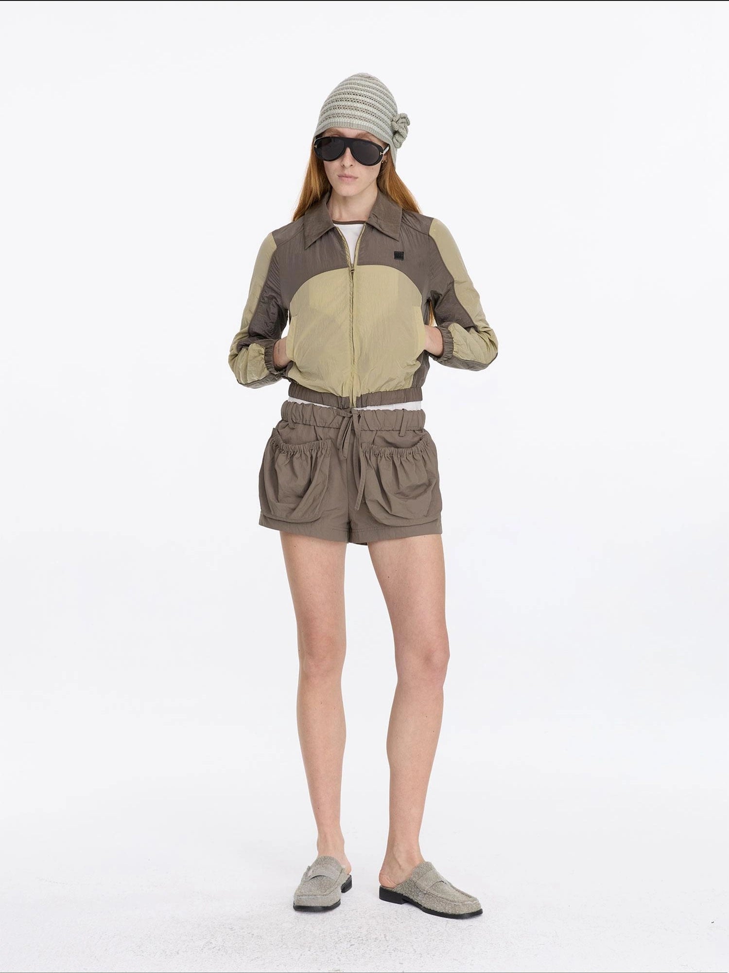 LYUOCHENG Color Block Nylon Zip Jacket