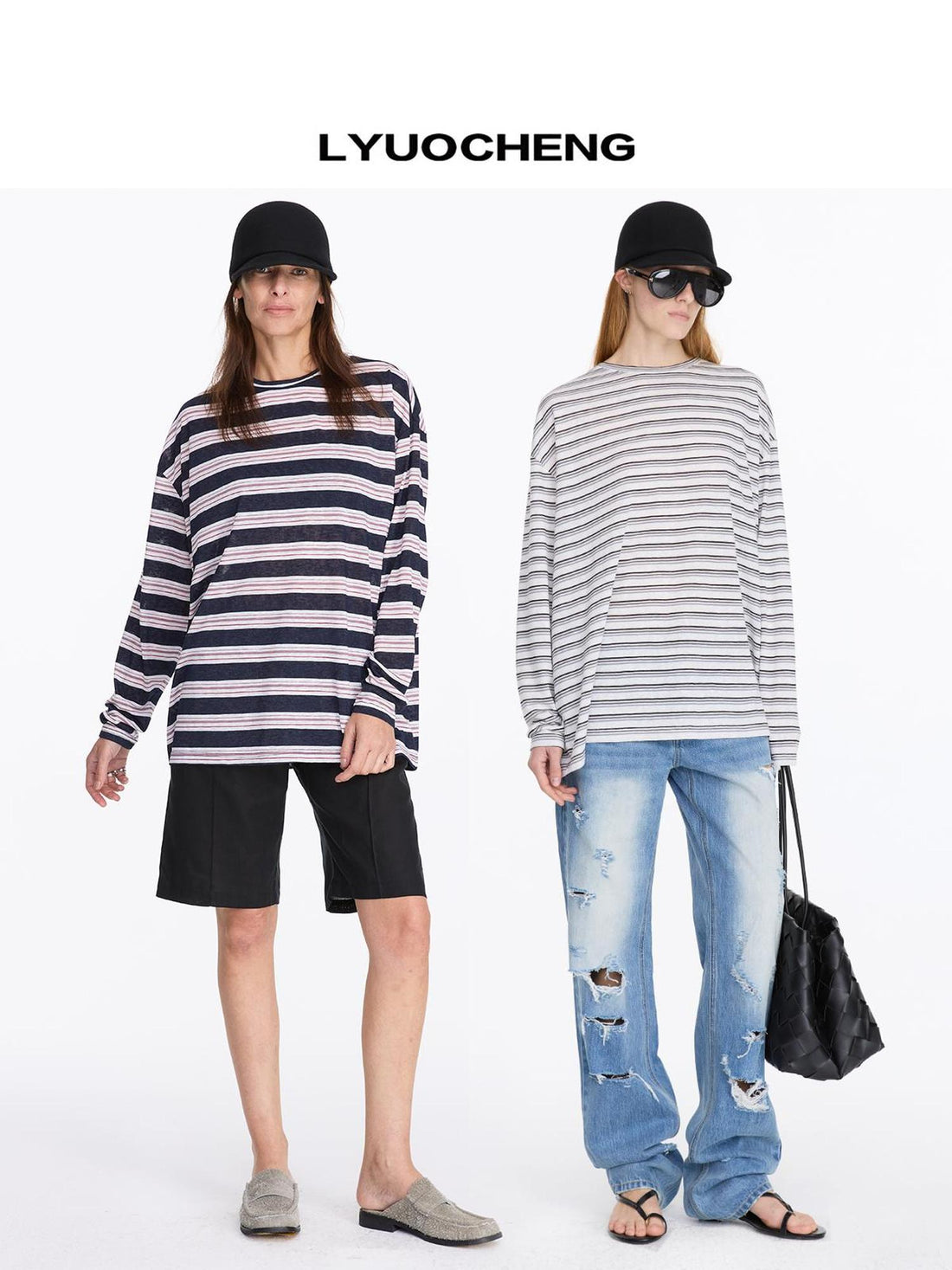 LYUOCHENG Color Block Stripe Long Sleeve T-Shirt