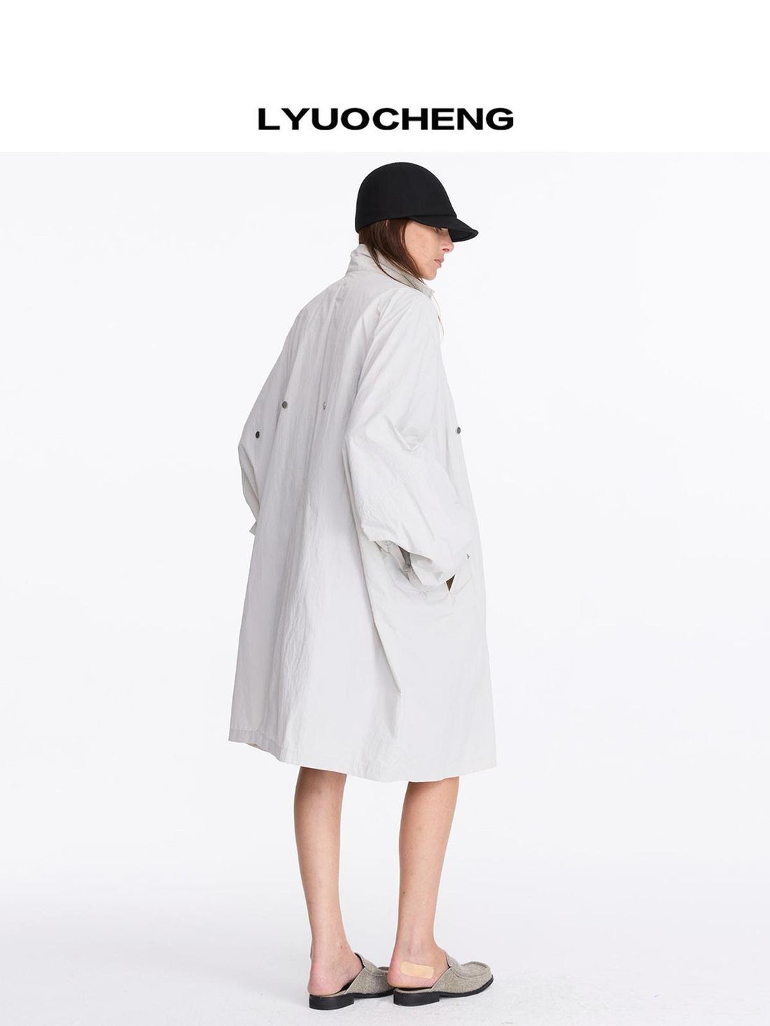 LYUOCHENG Convertible Nylon Trench Coat With Adjustable Length