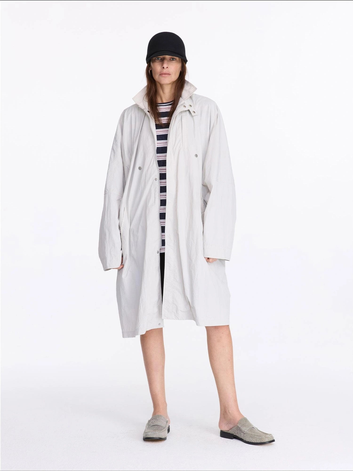 LYUOCHENG Convertible Nylon Trench Coat With Adjustable Length