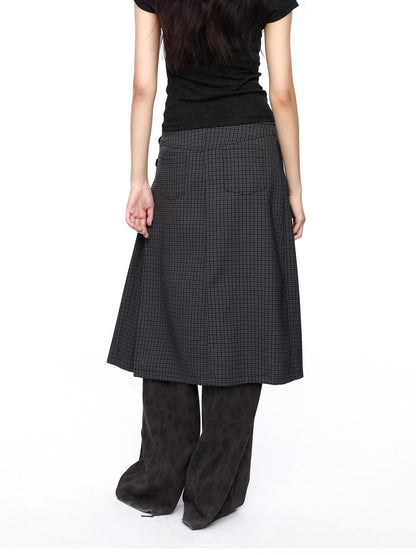 LYUOCHENG Dark Gray Plaid One Panel Adjustable Buckle Women&