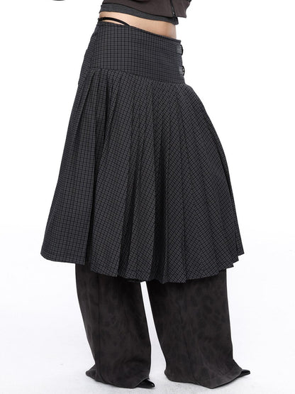 LYUOCHENG Dark Gray Plaid One Panel Adjustable Buckle Women&