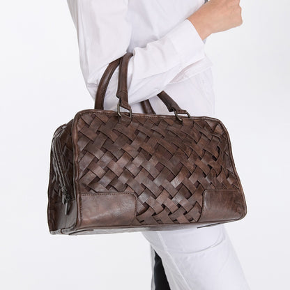 LYUOCHENG_Deep_Brown_Vintage_Handwoven_English_Square_Single_Strap_Women&