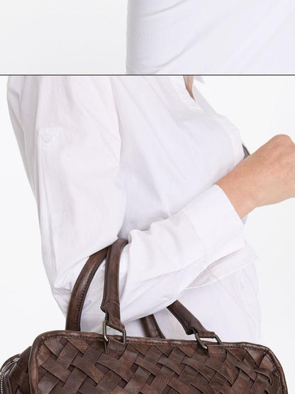 LYUOCHENG Deep Brown Vintage Handwoven English Square Single Strap Women&