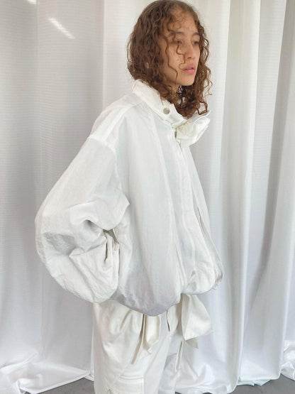 LYUOCHENG Detachable Floral White Casual Jacket V-neck T-shirt Long Sleeve