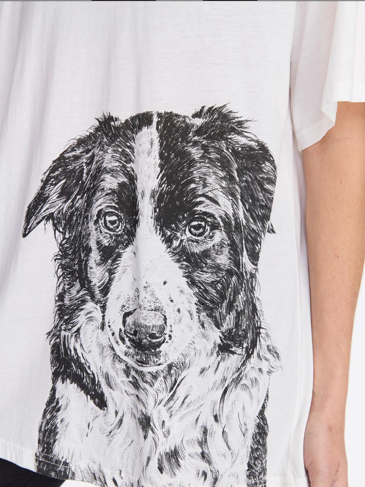 LYUOCHENG Dog Print Loose Fit Crew Neck Women&