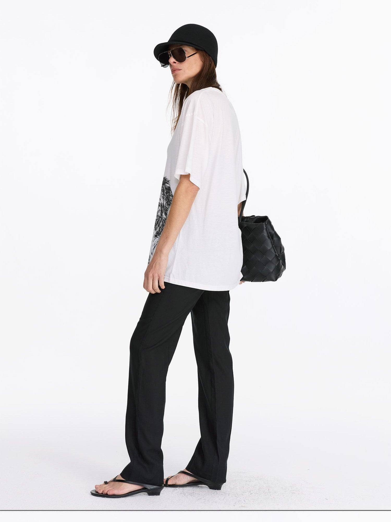LYUOCHENG Dog Print Loose Fit Crew Neck Women&