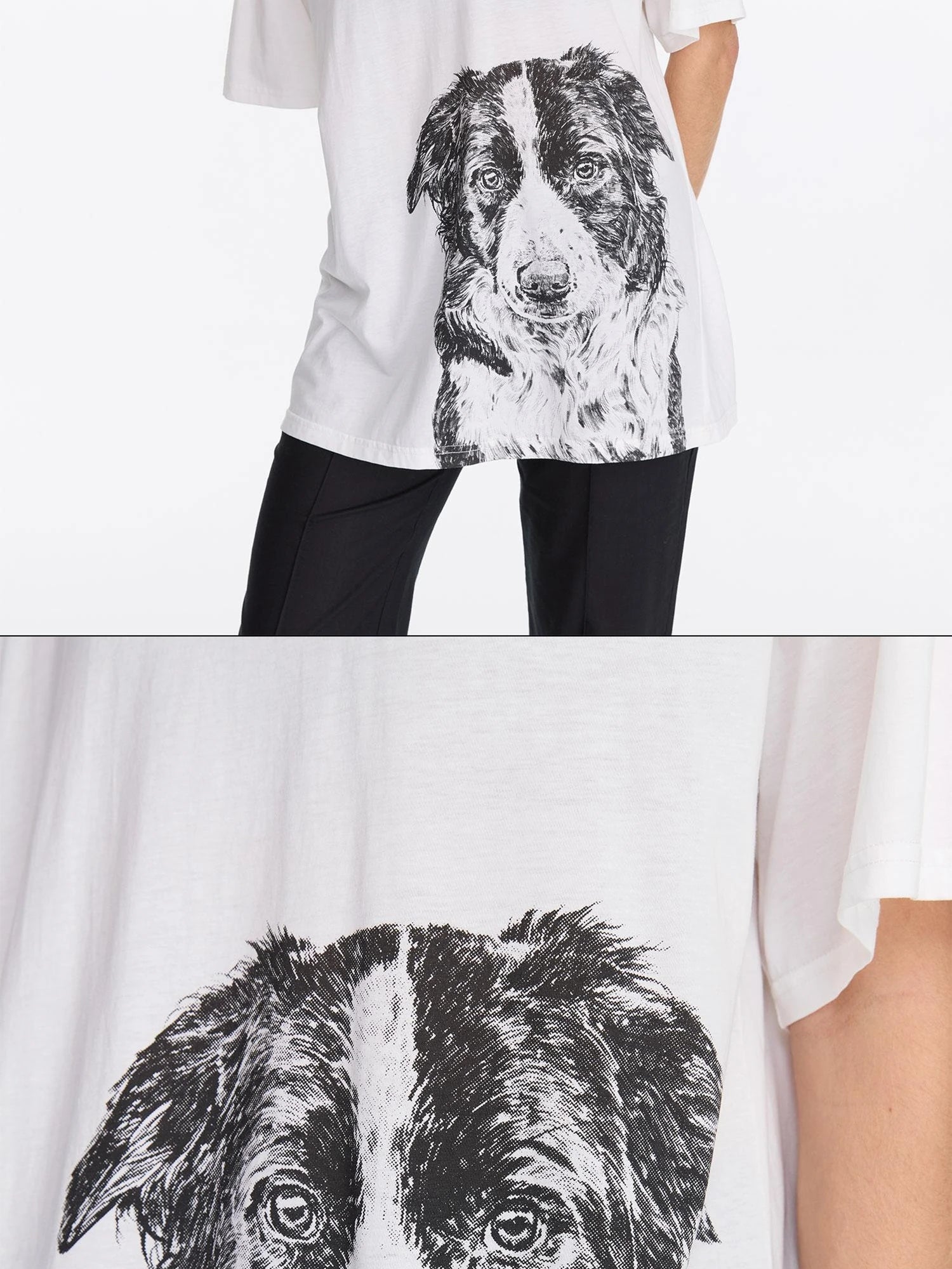 LYUOCHENG Dog Print Loose Fit T-Shirt