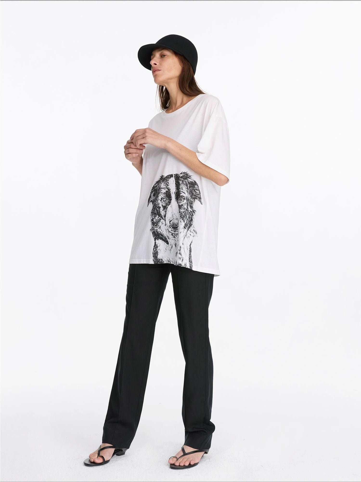 LYUOCHENG Dog Print Loose Fit T-Shirt