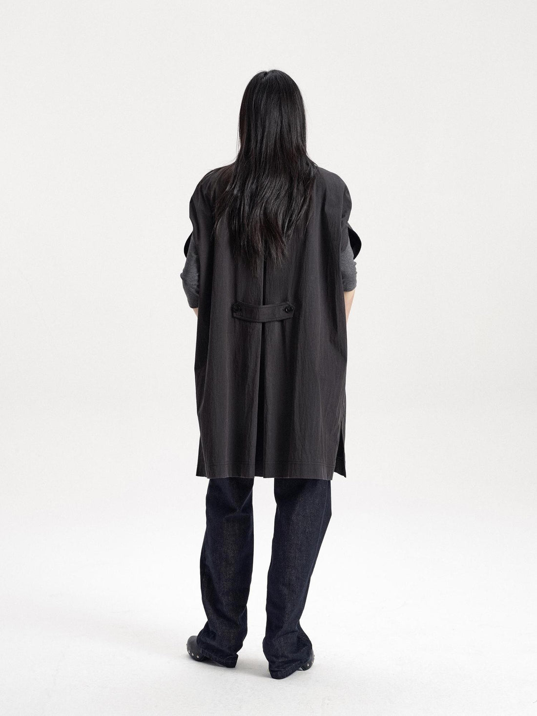 LYUOCHENG Double Breasted Cape Style Stand Collar Cotton Blend Long Women&