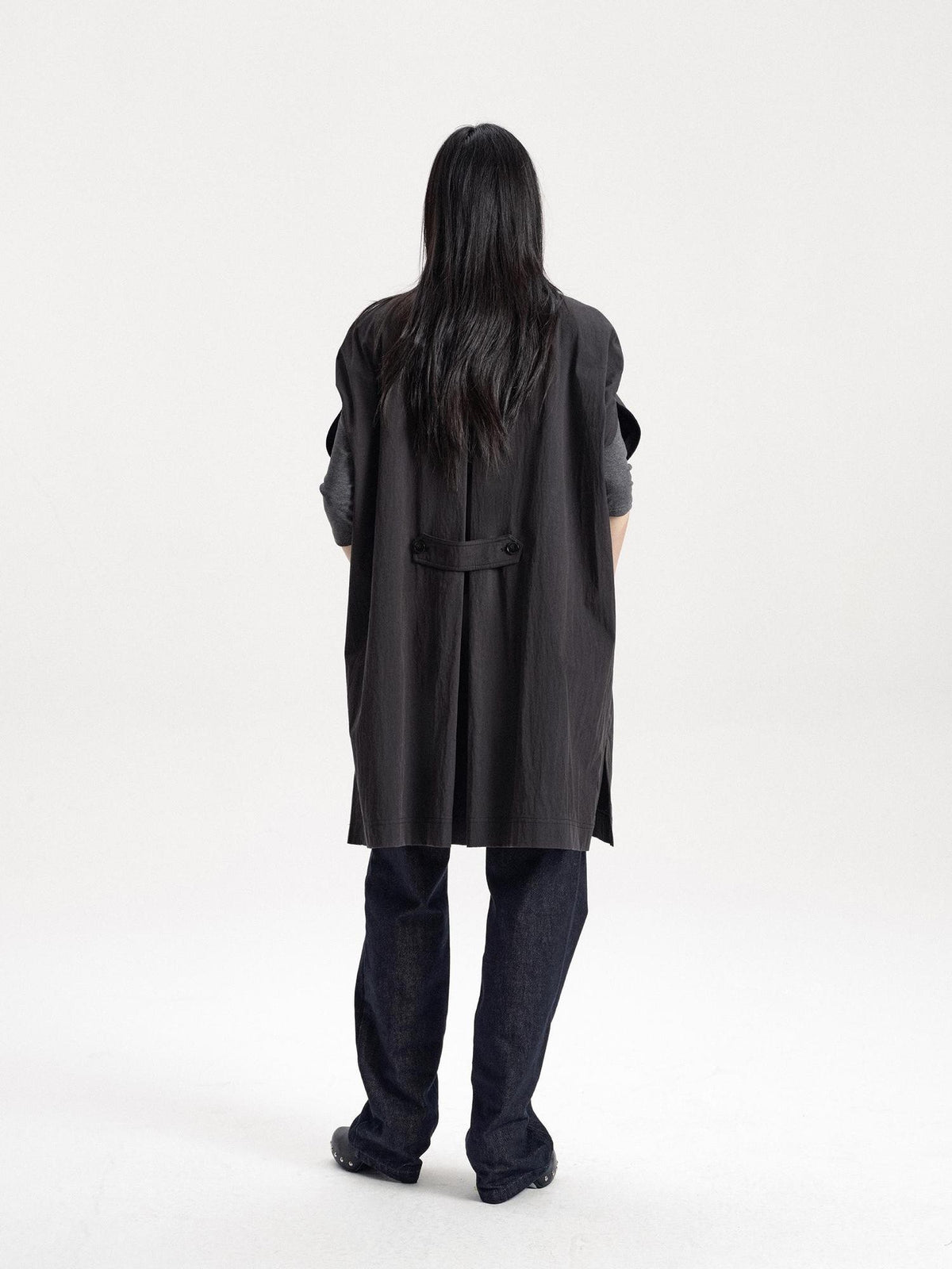 LYUOCHENG Double Breasted Cape Style Stand Collar Cotton Blend Long Women&