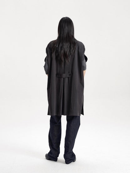 LYUOCHENG Double Breasted Cape Style Stand Collar Cotton Blend Long Women&