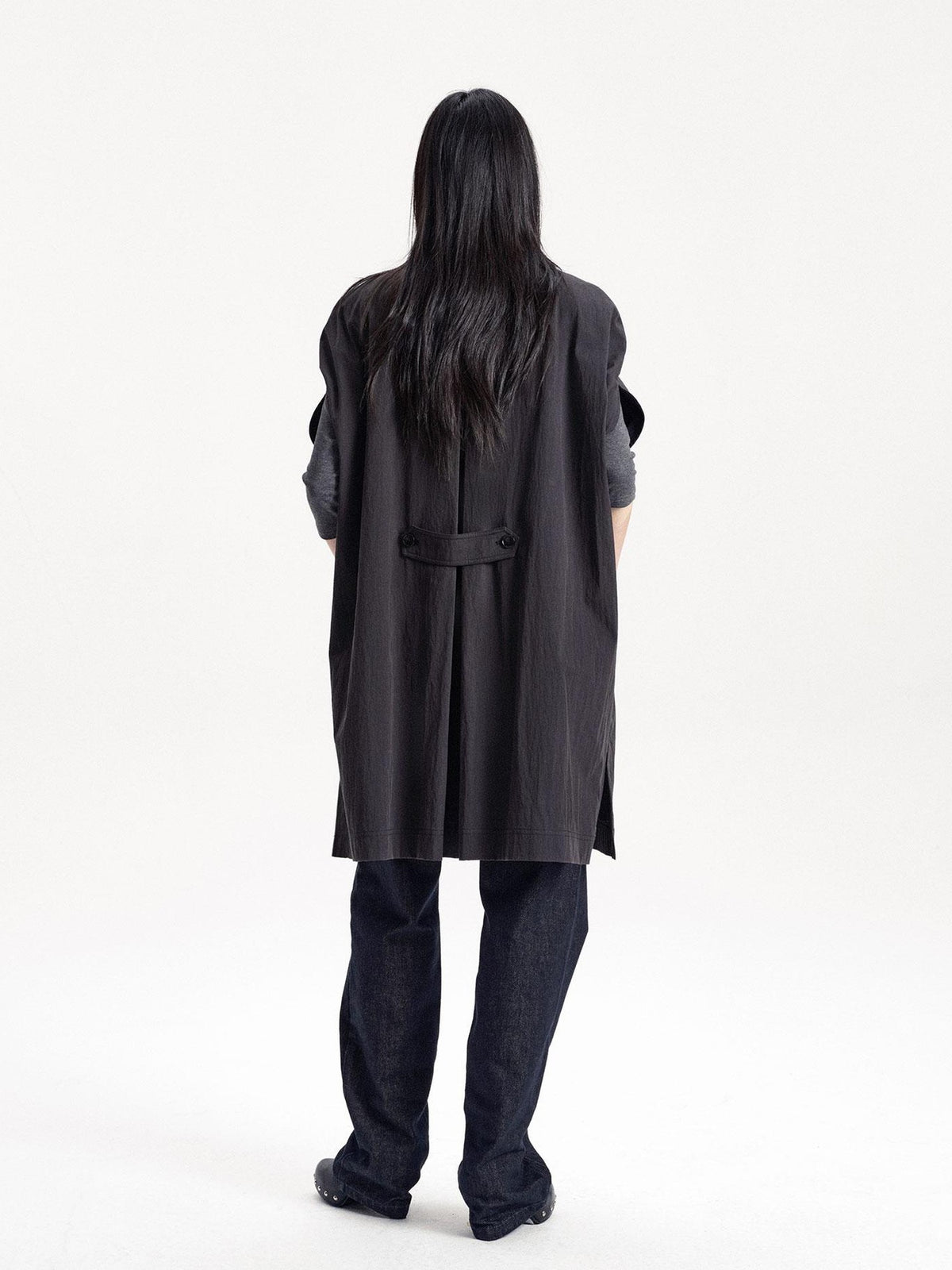 LYUOCHENG Double Breasted Cape Style Stand Collar Cotton Blend Long Women&