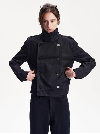 LYUOCHENG Double Breasted Cropped Cotton Women&