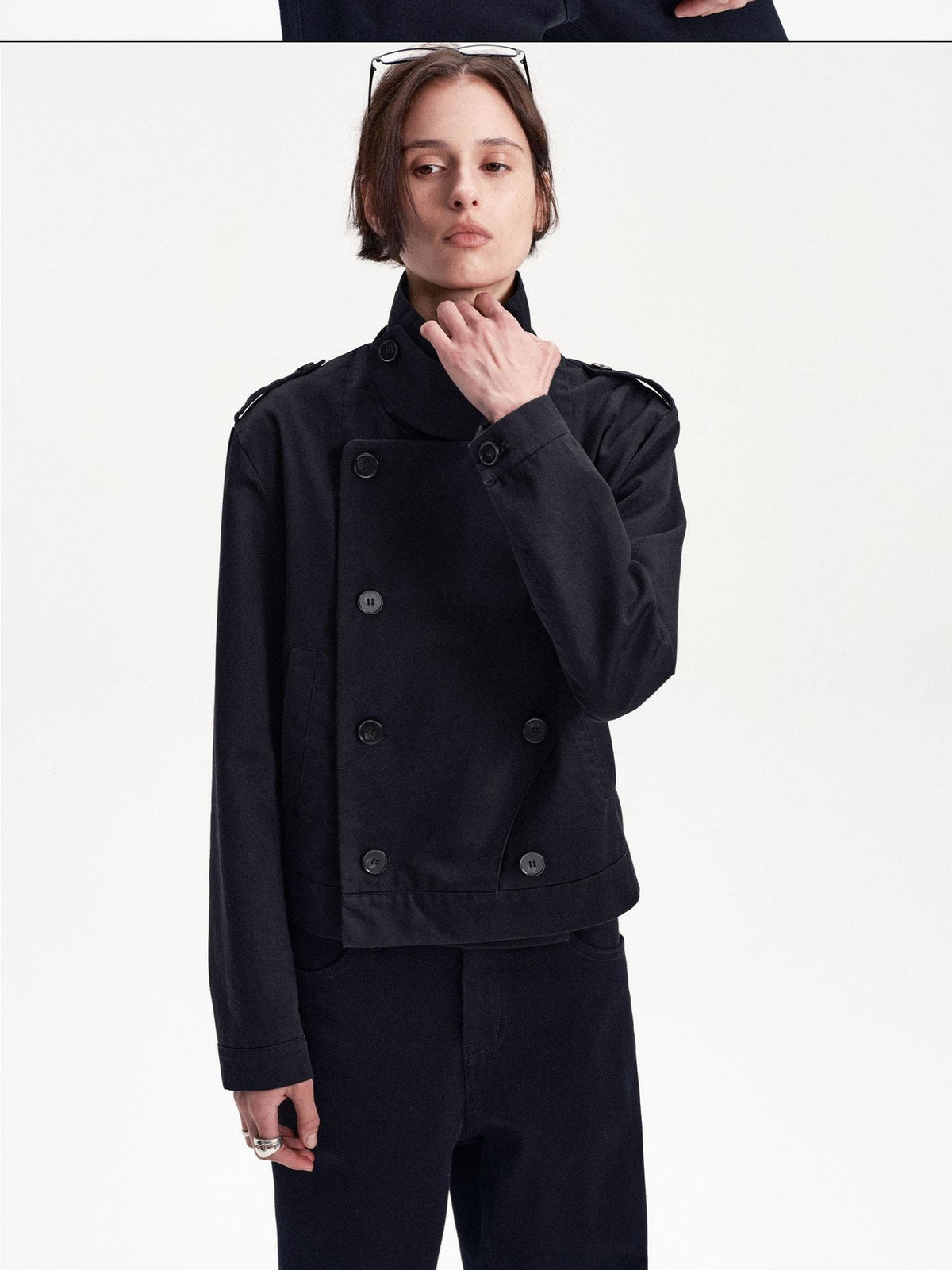 LYUOCHENG Double Breasted Cropped Cotton Women&