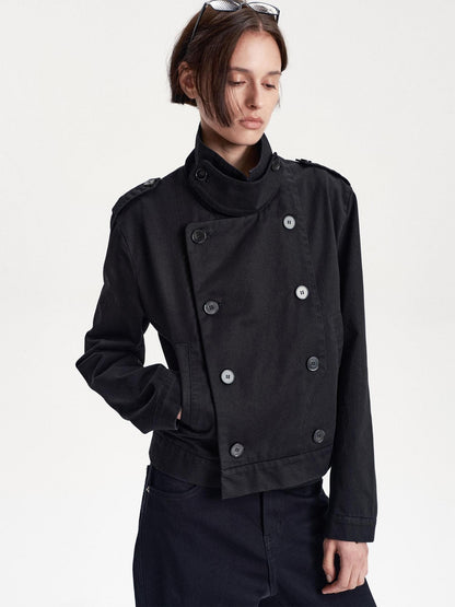 LYUOCHENG Double Breasted Cropped Cotton Women&