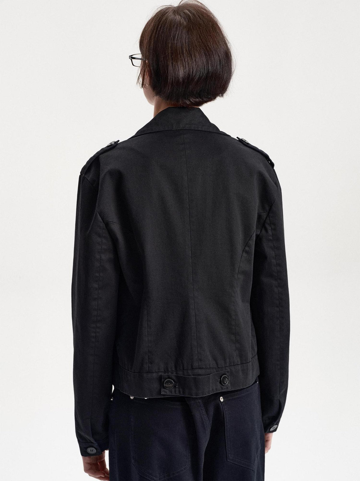 LYUOCHENG Double Breasted Cropped Cotton Women&