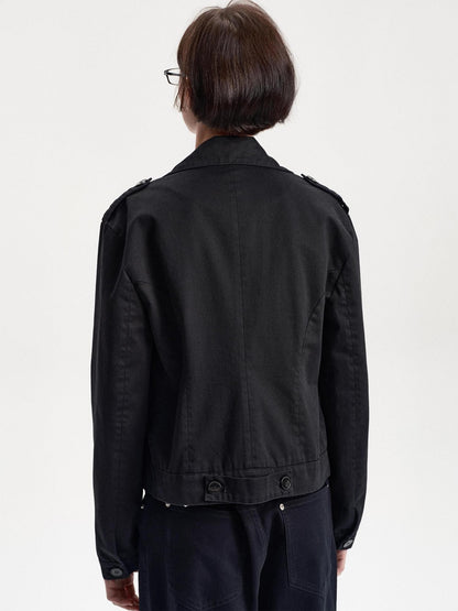 LYUOCHENG Double Breasted Cropped Cotton Women&