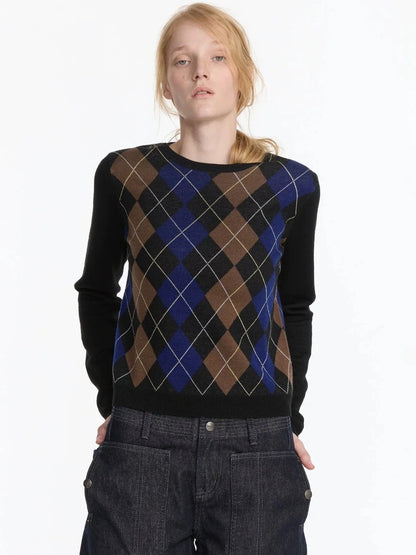 Early Autumn Argyle Knit V-neck Sweater