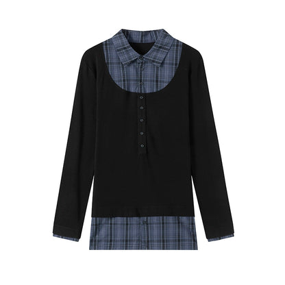 LYUOCHENG_Early_Autumn_Checkerboard_Pattern_Two_Tone_Knit_Polo_MISSTT