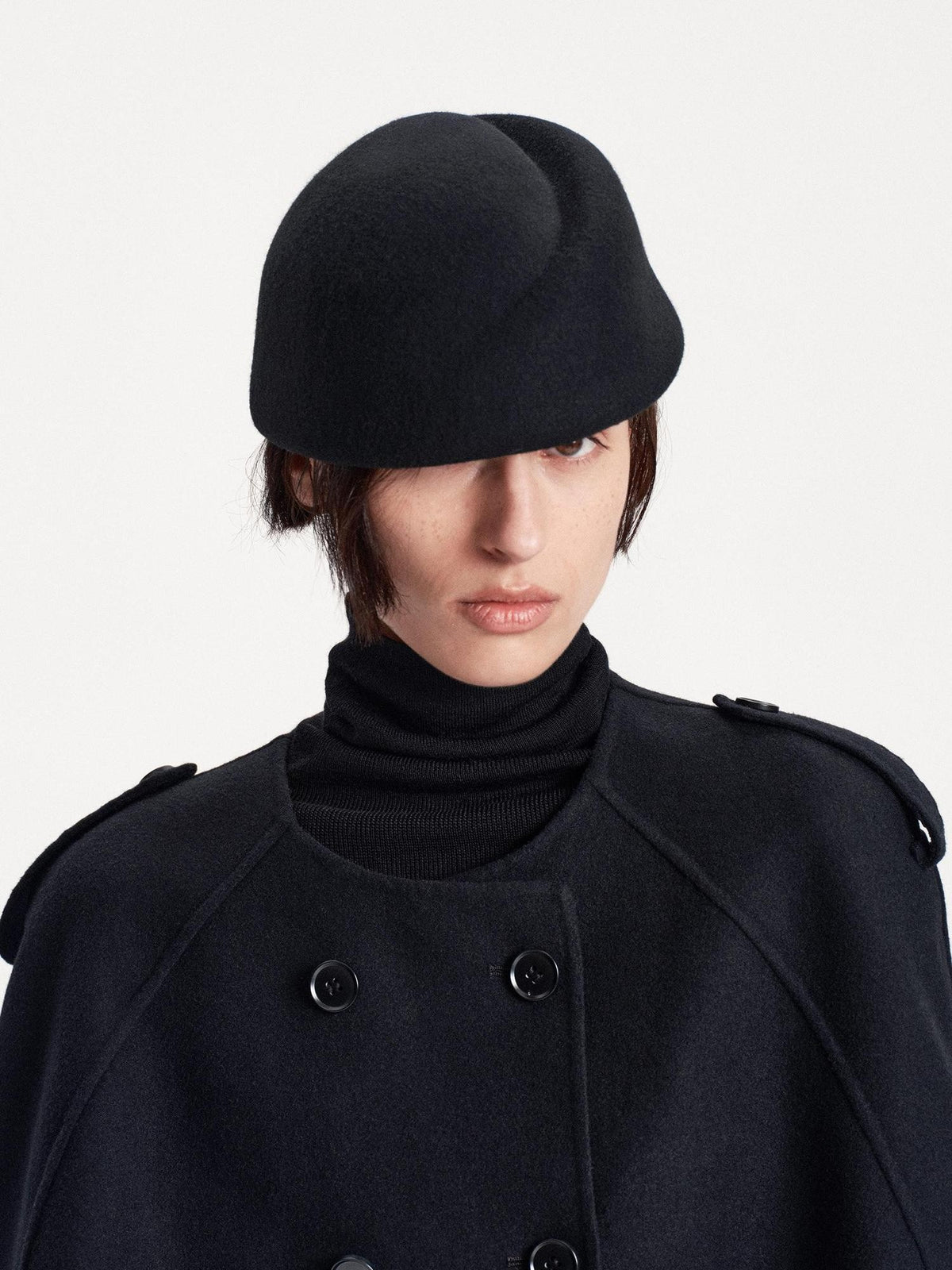 LYUOCHENG Elegant Structured Brimless Wool Felt Hat Women&