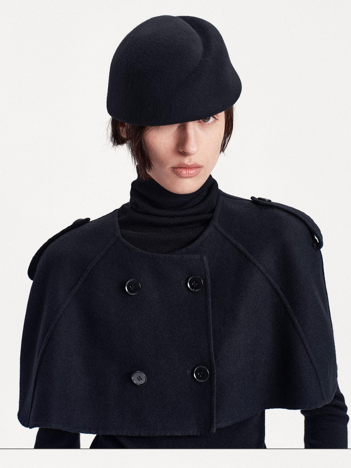LYUOCHENG Elegant Structured Brimless Wool Felt Hat Women&