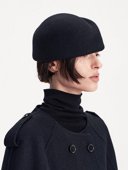 LYUOCHENG Elegant Structured Brimless Wool Felt Hat Women&