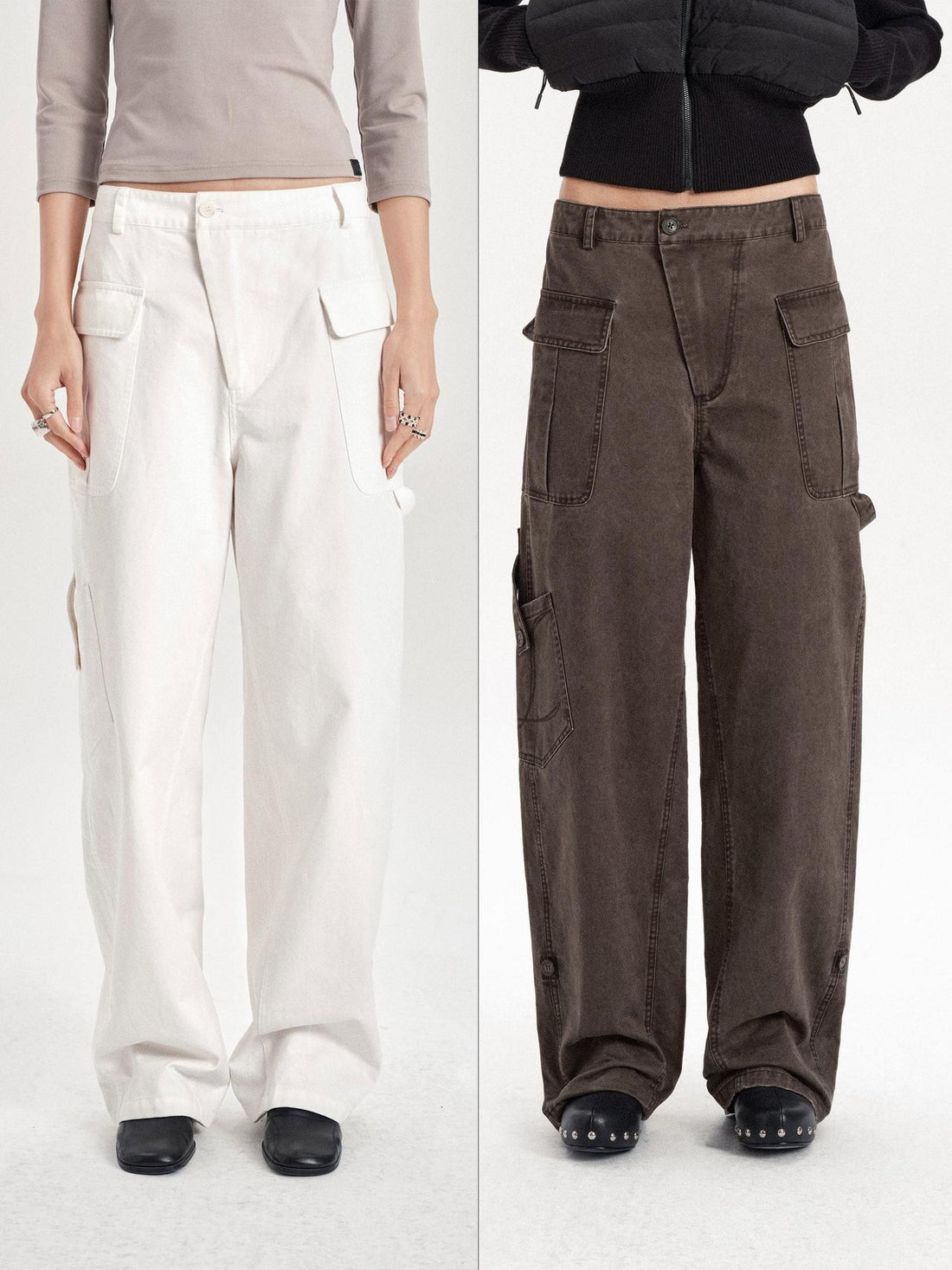 LYUOCHENG Embroidered Multi Pocket Straight Leg Women&