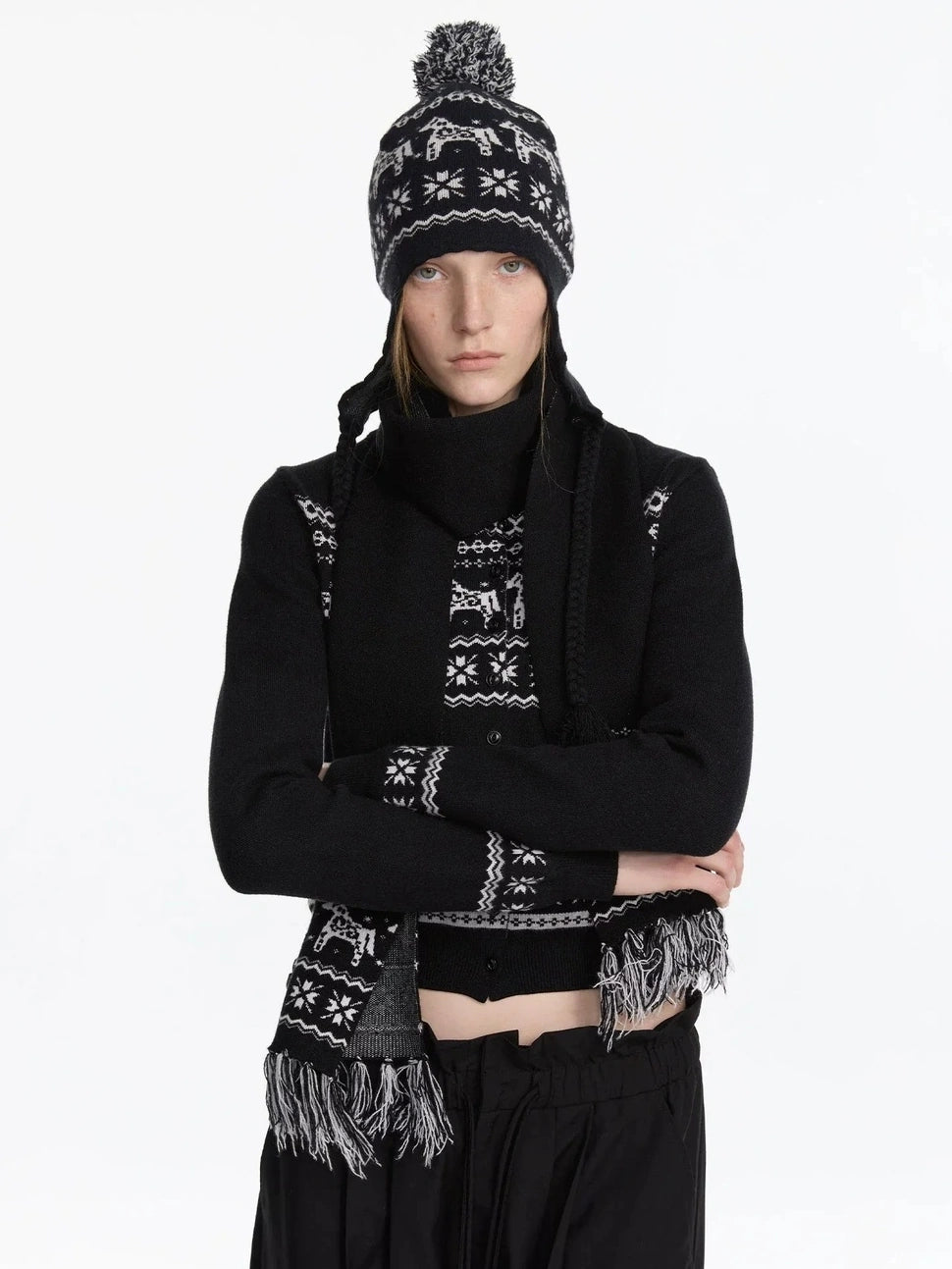 Fair Isle Pony Retro Fitted Knit Sweater Set