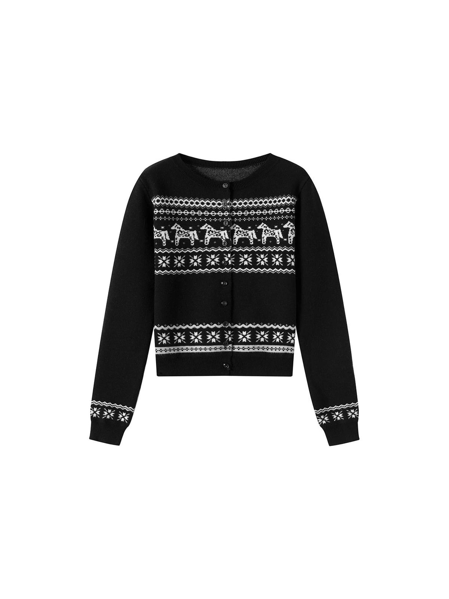 Fair Isle Pony Retro Fitted Knit Sweater Set