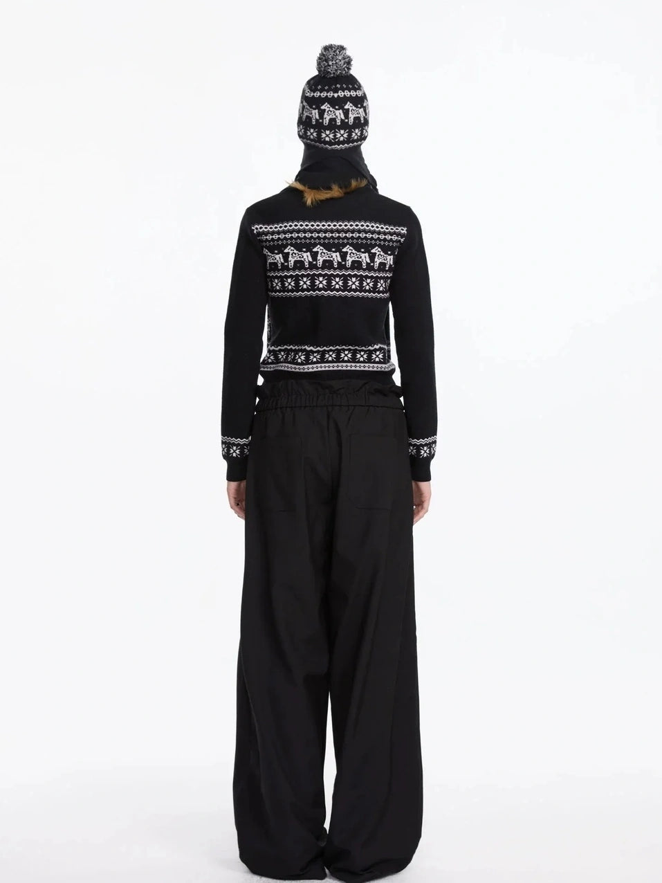 Fair Isle Pony Retro Fitted Knit Sweater Set