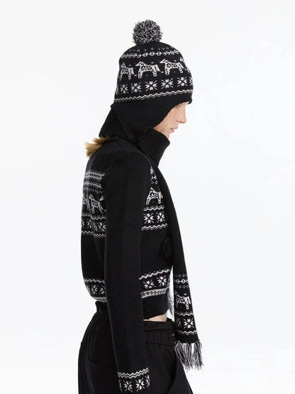 Fair Isle Pony Retro Fitted Knit Sweater Set