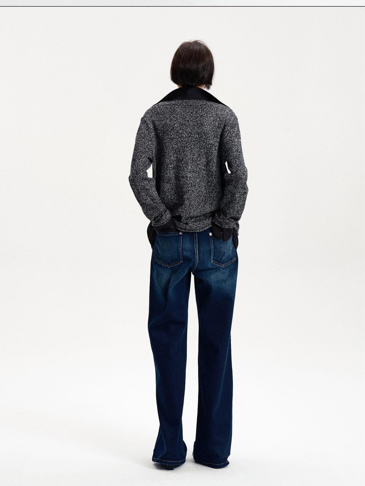 LYUOCHENG Faux Layered Wool Blend Long Sleeve Loose Fit Women&