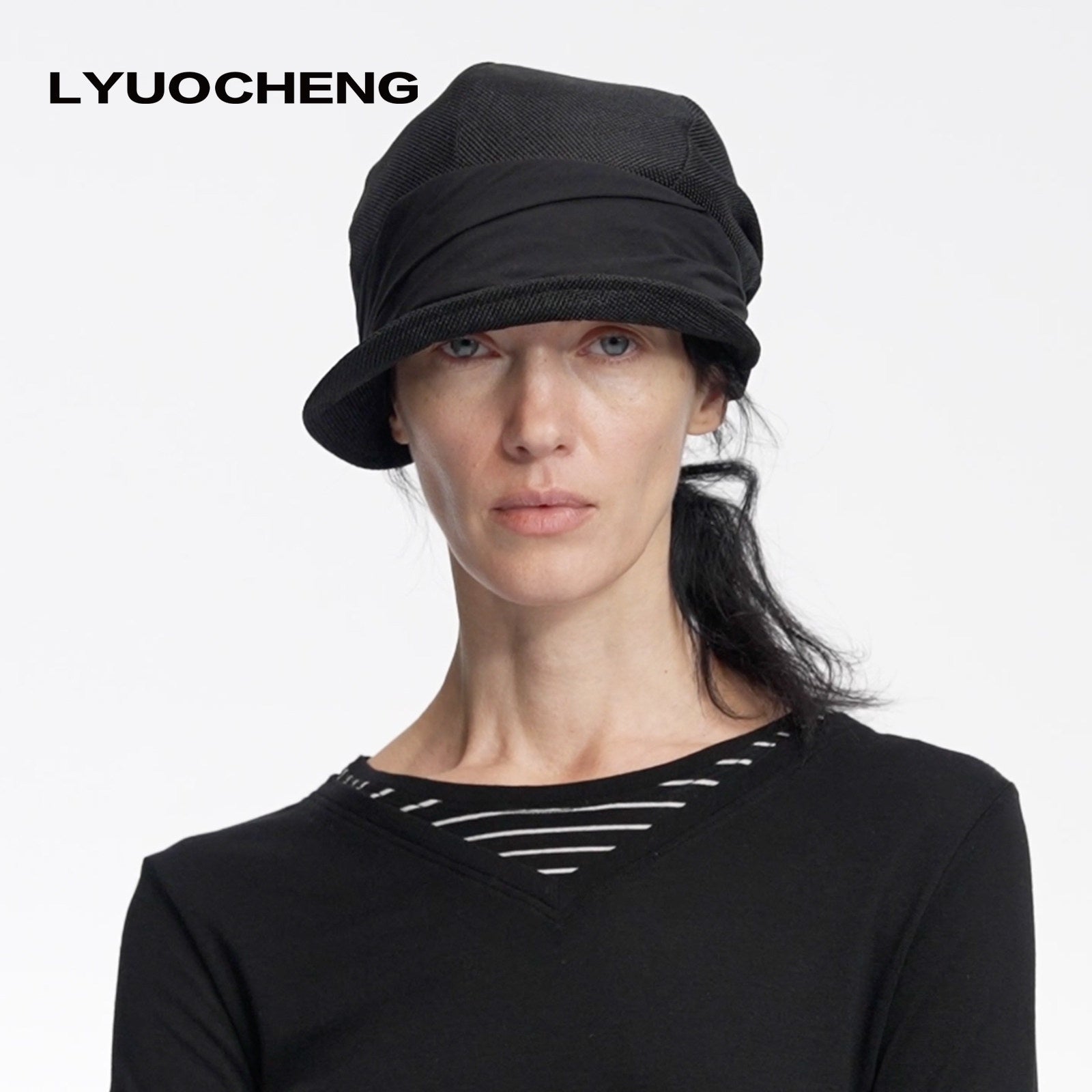 LYUOCHENG_Faux_Linen_Irregular_Adjustable_Tie_Strap_Short_Brim_Women&