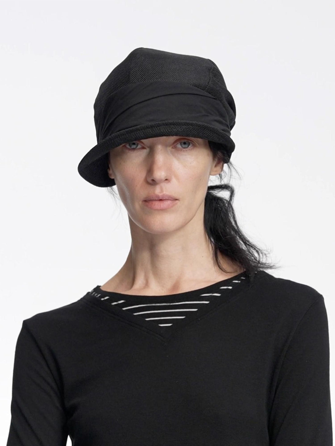 LYUOCHENG Faux Linen Irregular Adjustable Tie Strap Short Brim Women&