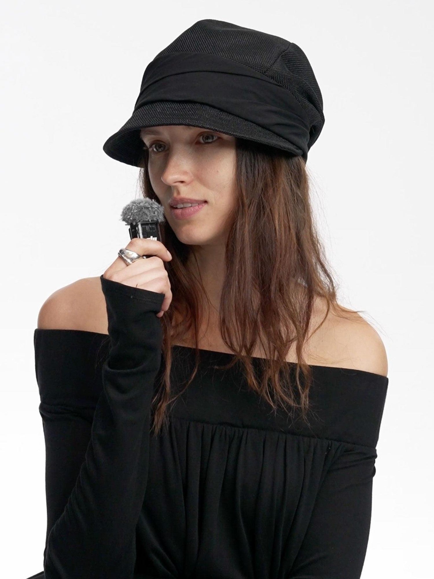 LYUOCHENG Faux Linen Irregular Adjustable Tie Strap Short Brim Women&
