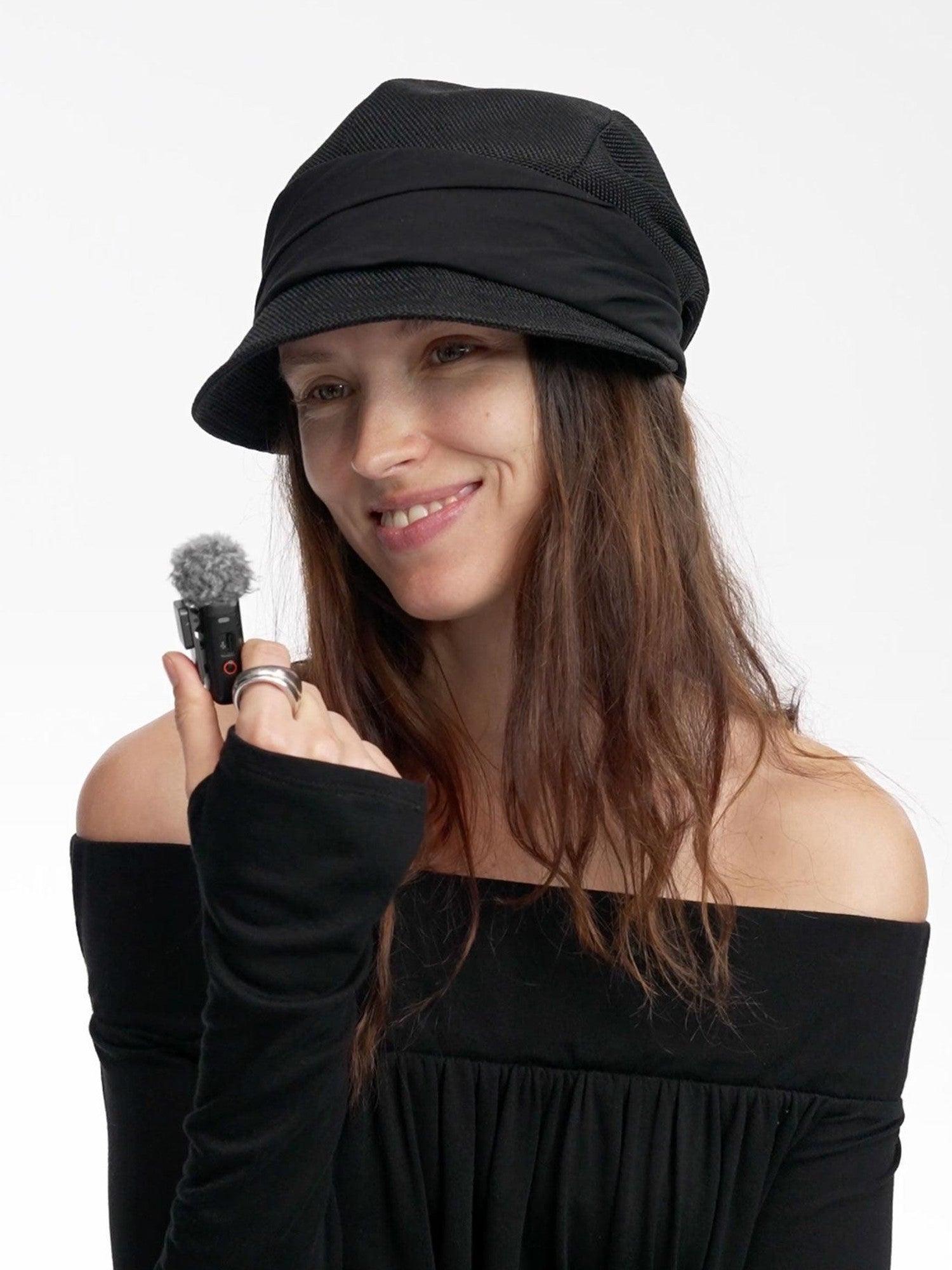 LYUOCHENG Faux Linen Irregular Adjustable Tie Strap Short Brim Women&