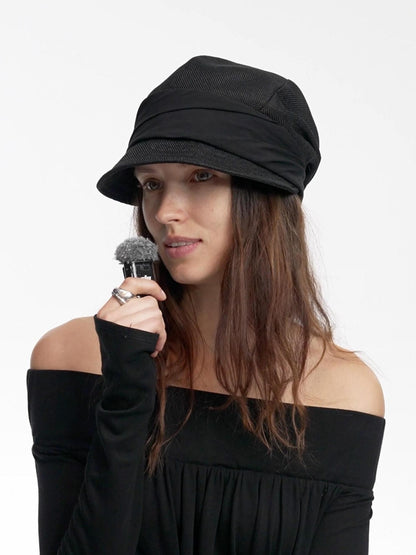LYUOCHENG Faux Linen Irregular Adjustable Tie Strap Short Brim Women&