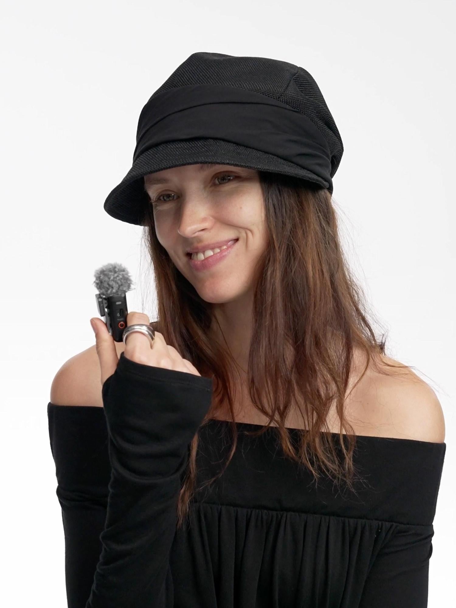 LYUOCHENG Faux Linen Irregular Adjustable Tie Strap Short Brim Women&