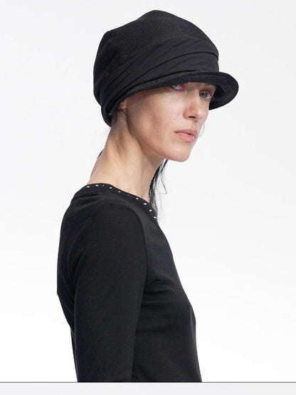 LYUOCHENG Faux Linen Irregular Adjustable Tie Strap Short Brim Women&