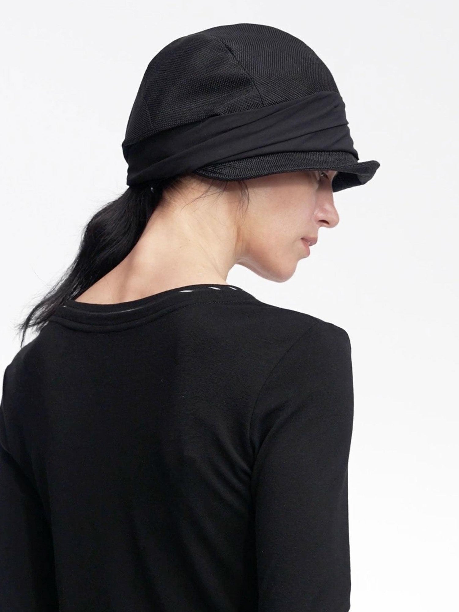 LYUOCHENG Faux Linen Irregular Adjustable Tie Strap Short Brim Women&