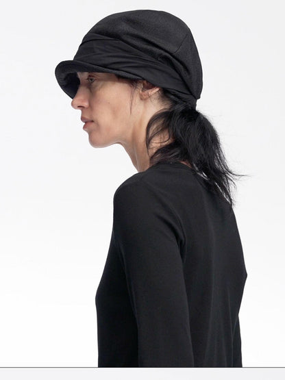LYUOCHENG Faux Linen Irregular Adjustable Tie Strap Short Brim Women&