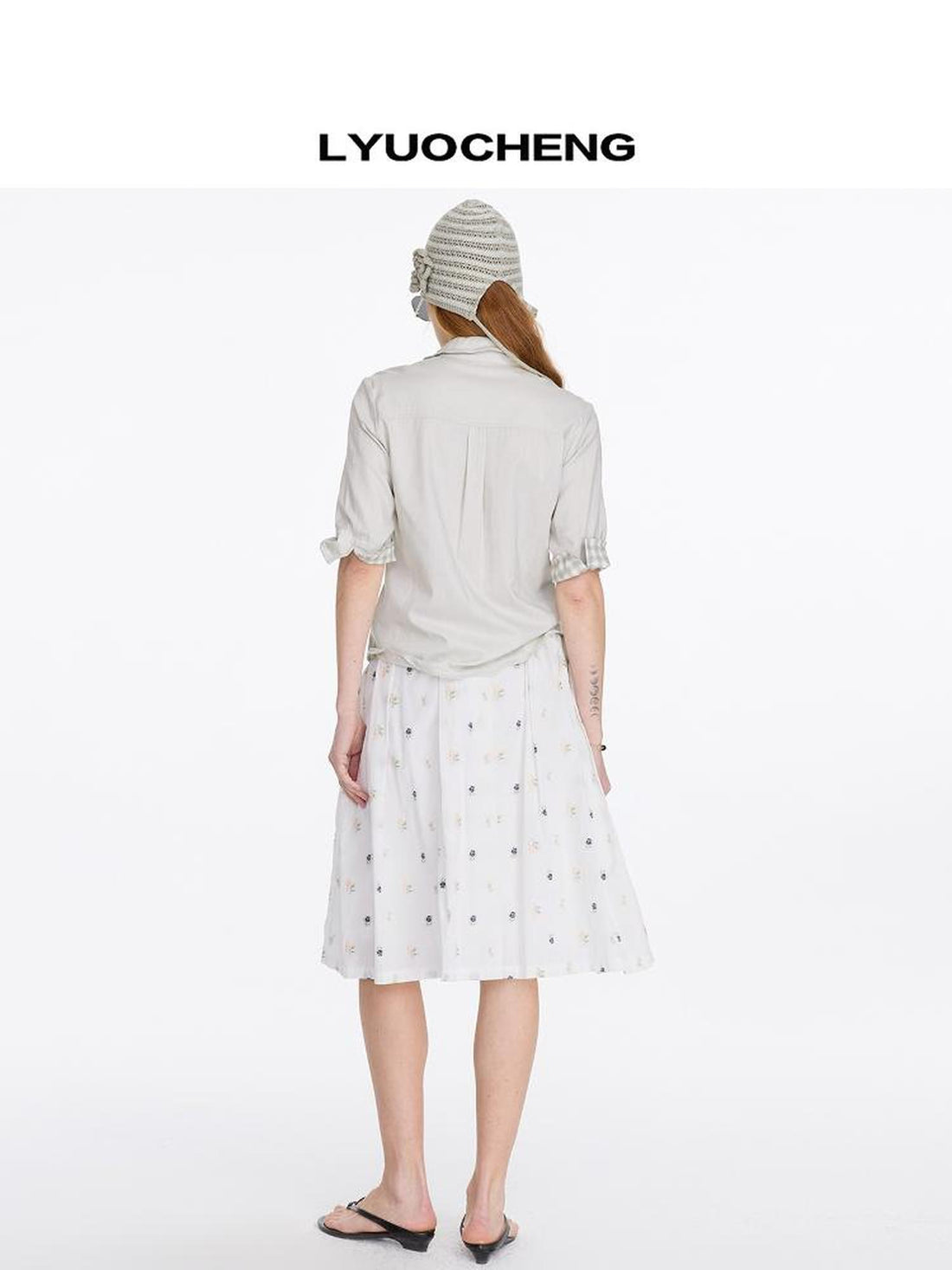 LYUOCHENG Floral Embroidered A Line Skirt